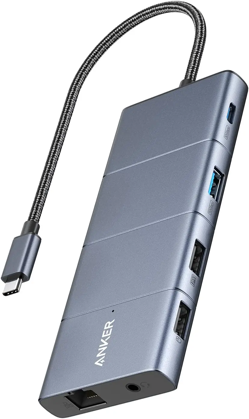 

11-in-1 USB C Hub with Dual Monitor Support, 10Gbps Ports, 4K HDMI/DisplayPort, 85W PD for Laptops