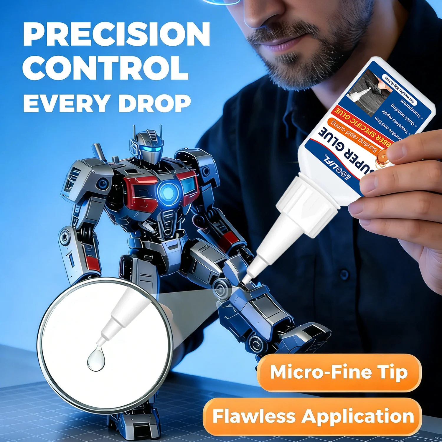 LOOLIFL Universal Super Glue Instant Quick-drying Cyanoacrylate Adhesive Leather Rubber Wood Metal Strong Bond Liquid Glue Tool