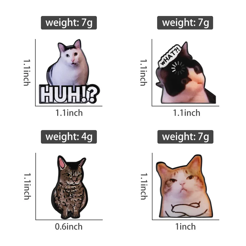 Huh!? What?! Cat Brooch Enamel Pins Cartoon Angry and Arrogant Kitten Meme Brooches Bags Lapel Badge Jewelry Gift for Cat Lover