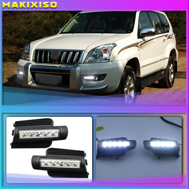 Original Esuse LED DRL For Toyota Land Cruiser Prado 120 GRJ120 TRJ120 FJ120 2003~2009 Daytime Running Light Fog Lamp with E4