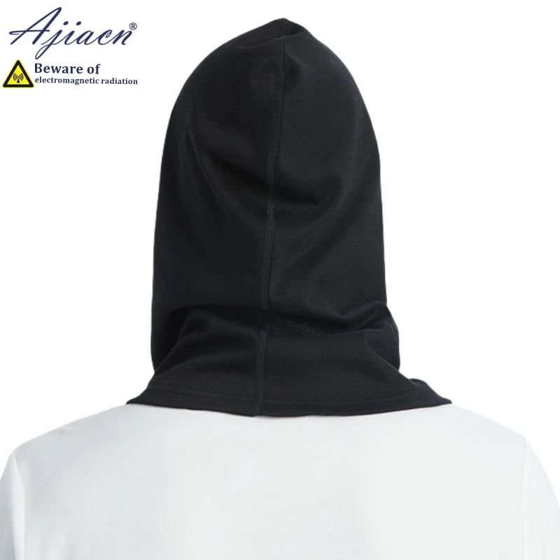 Anti-radiation 100% silver fiber knitted lining hood cap protect brain and thyroid electromagnetic radiation shielding hood cap