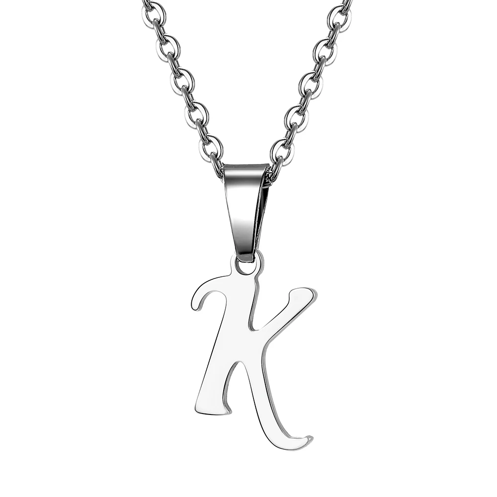 Alphabet Necklace For Women Men 26 Letter Charm Pendant Stainless Steel Necklace Vintage Jewelry A-Z Neck Decoration Choker Gift