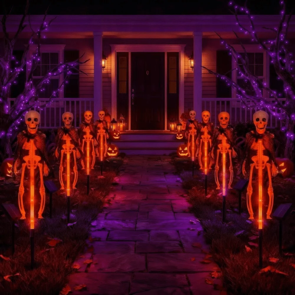 Skeleton Purple Light Hallowee - огляд і ціна Outdoor Lighting Front Yard