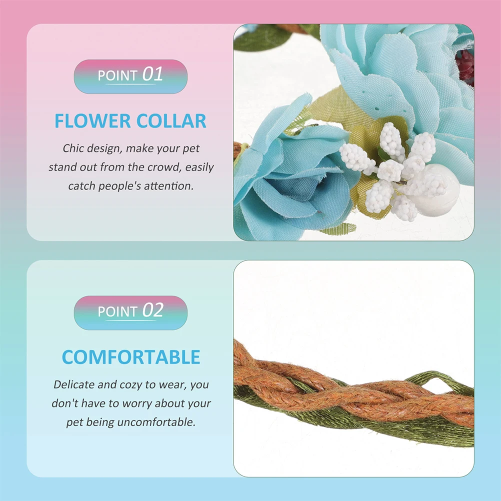 

Chic Flower Cat For Kitten Pet Collar Decor Wreath Daily Party Wedding Christmas Photo Use Comfortable Easy Wear