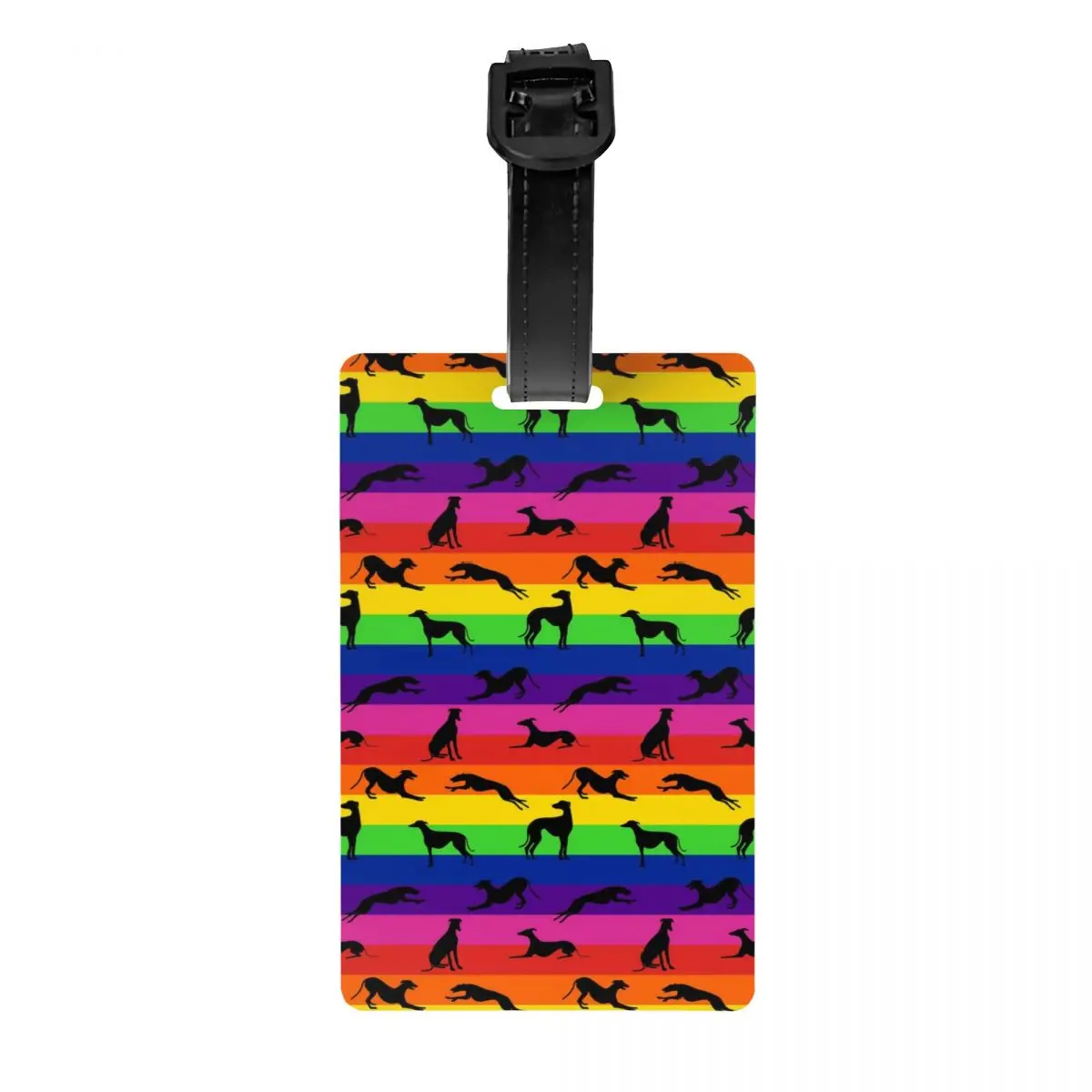 Custom Greyt Greyhound Rainbow Luggage Tag Privacy Protection Whippet Sighthound Dog Baggage Tags Travel Bag Labels Suitcase