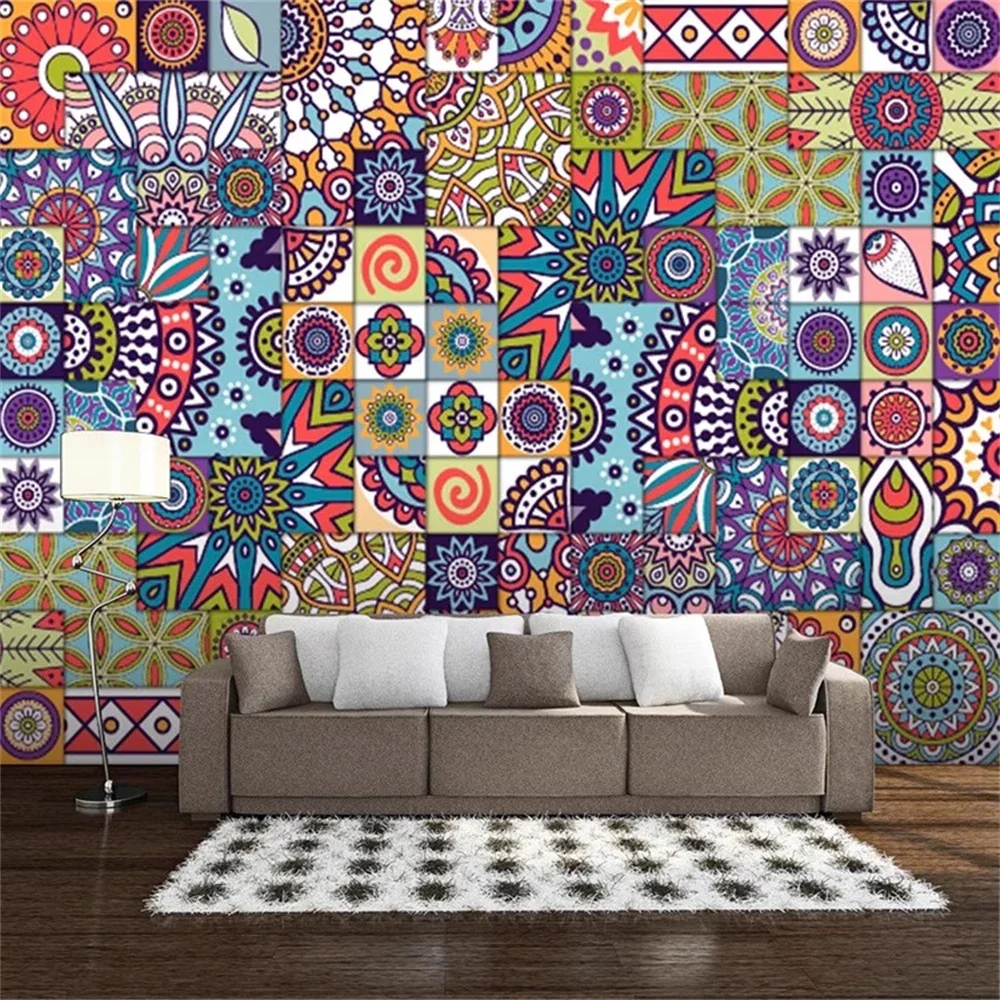 

Обои на заказ, 3D фотообои, красочный узор, марокканский отель, богемный ретро, этнический ресторан, обои для проживания в семье, домашний декор