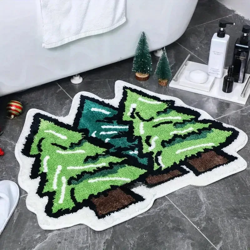 سجادة من الكشمير المقلد لعيد الميلاد لعام 2026، سجادة أرضية مضادة للانزلاق ومقاومة للاهتراء لتزيين باب المدخل والمنزل #4