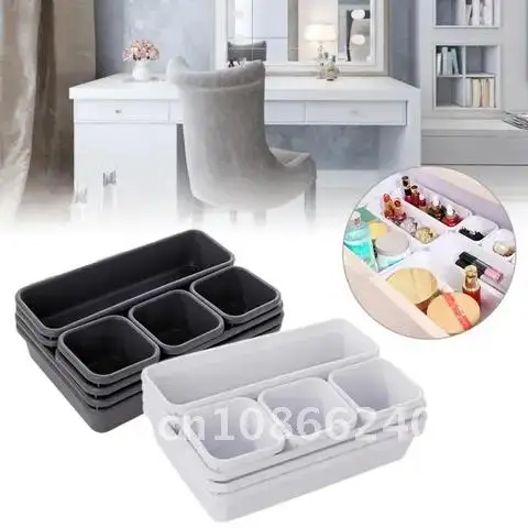 

8 Pieces Storage Box Trays Home Organizer Makeup Storage Kitchen Bathroom Closet Desk Drawer Organization Storage Box