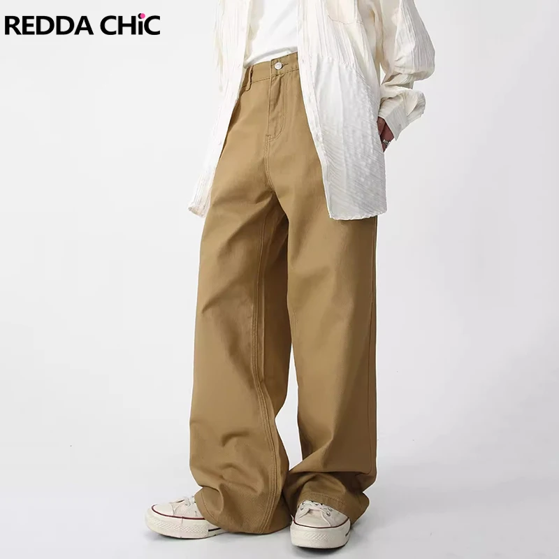 

REDDACHIC Candy Color Solid Baggy Jeans Men Cleanfit Casual Wide Pants Low Waist Loose Straight Trousers Summer Vintage Clothing