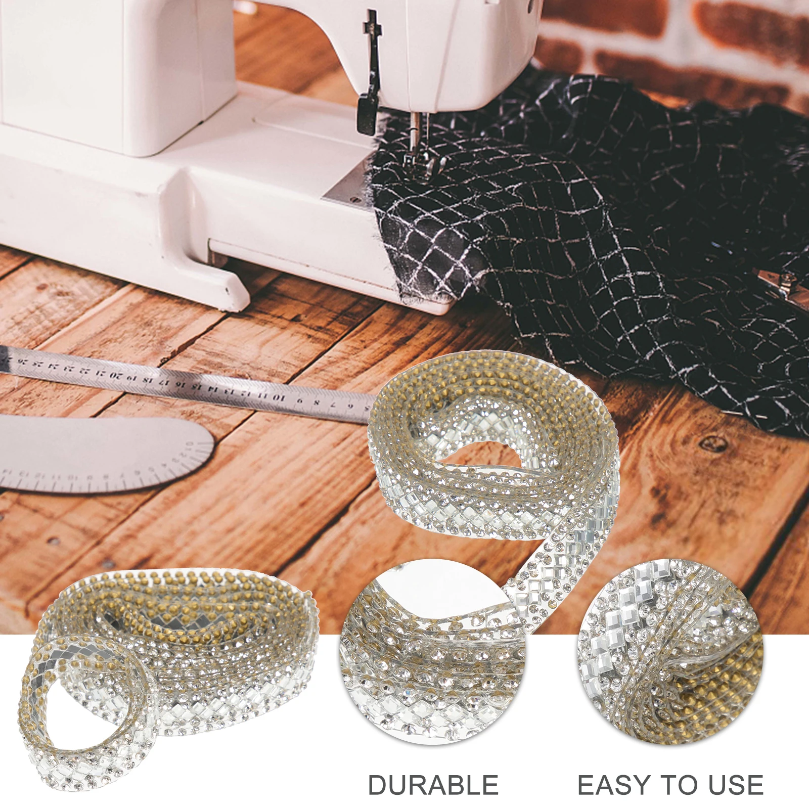 

1 Meter Rhinestone Ribbon 12mm Wide Heat Fusible Crystal Chain Cuttable Costume Trim Decorative Shoe Bag Accessory Craft