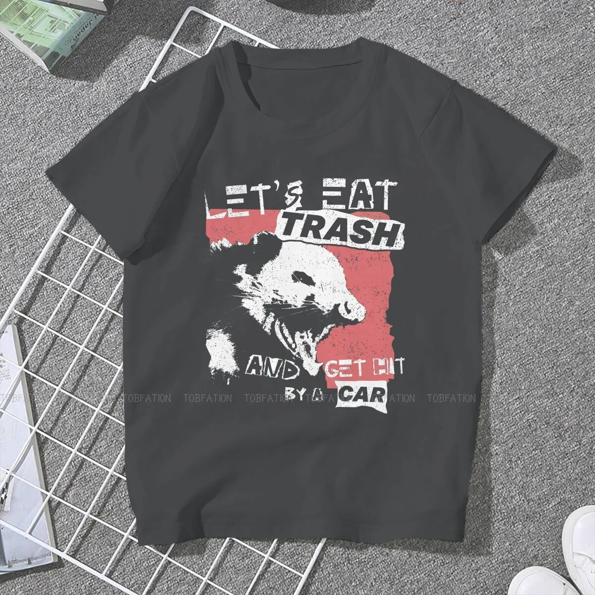 Eat Trash Live Fast TShirt for Woman Girl Let's Eat Trash And Get Hit By A Car  4XL Summer Sweatshirts T Shirt Trendy Fluffy