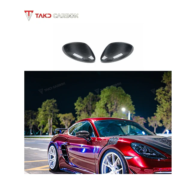 

100% 3K Twill Carbon Weave in Glossy Finish Perfect Fitment Aerodynamic Side Mirror Housing for Porsches 718 Boxster Cayman
