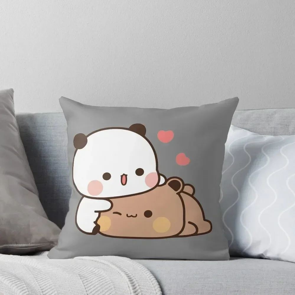 DuDu Bear and BuBu Panda’s Love Relaxing Moment Throw Pillow Room decorating items Anime Embroidered Cushion Cover pillow