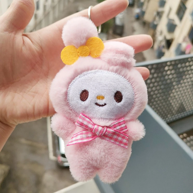 Kawaii Plush Doll Toy Cute Cartoon Hello Kitty Kuromi My Melody Cinnamoroll Plushie Keychain Bags Pendant Decoration Gift