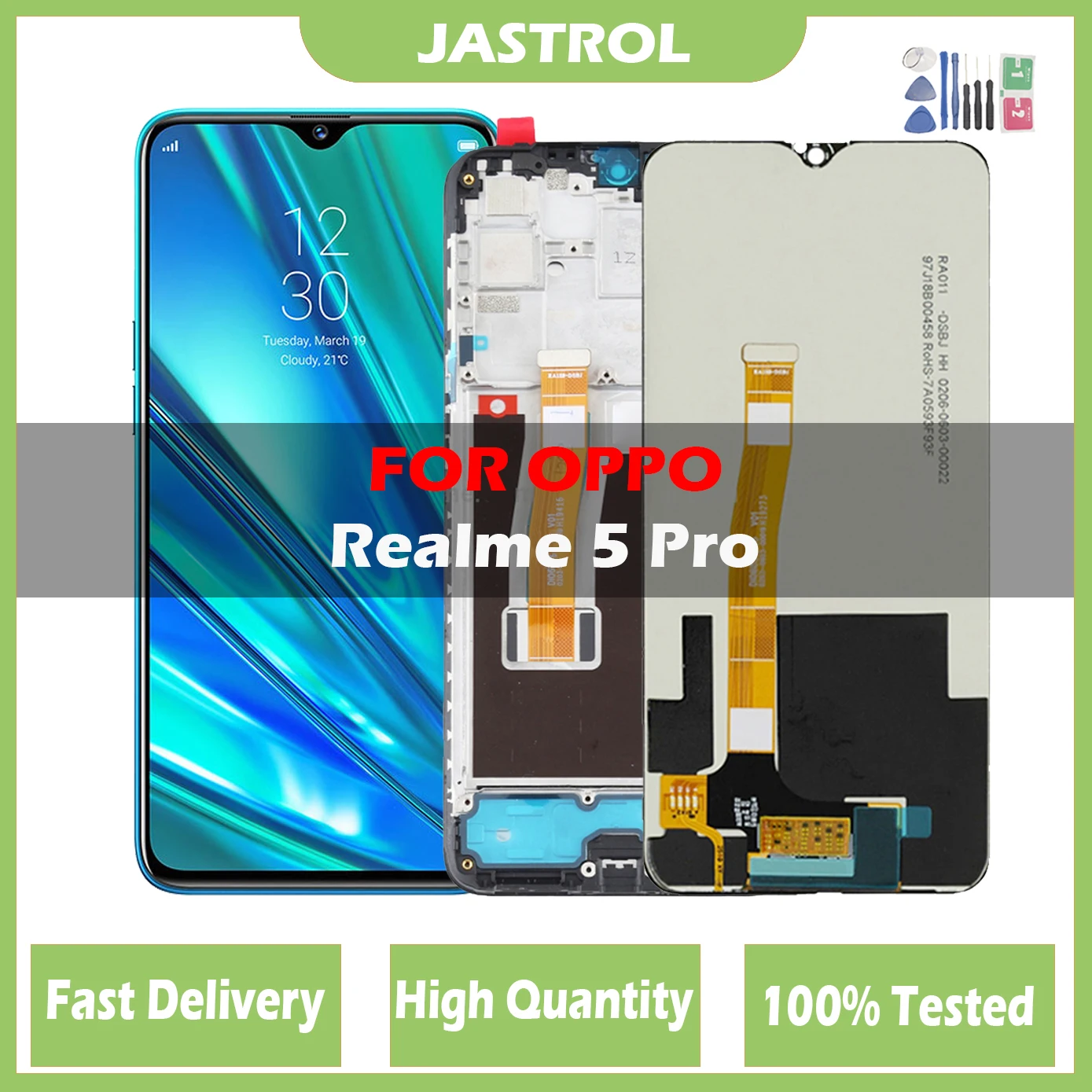 

6.3'' Original For OPPO Realme 5 Pro LCD RMX1971 Display Touch Screen Digitizer Assembly For Realme 5Pro LCD Parts With Frame