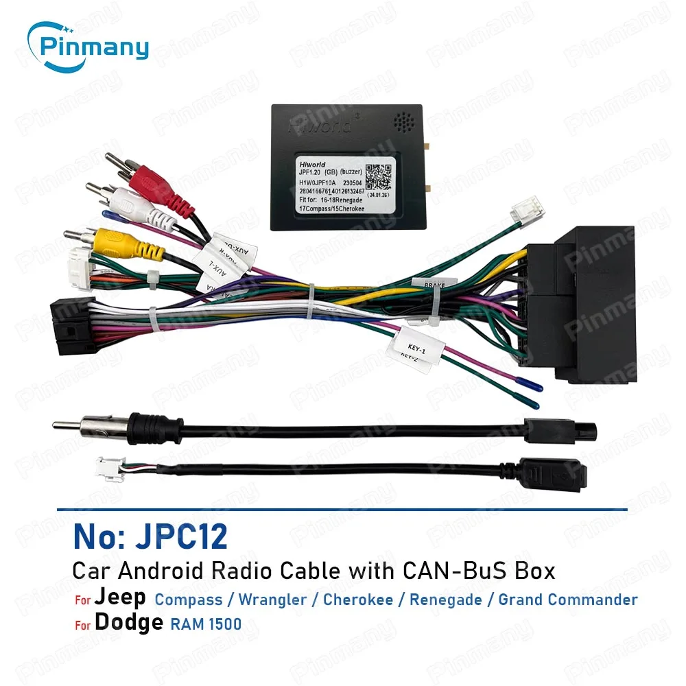 

Car stereo Wiring Harness connector CAN Bus Adapter for Jeep Compass Wrangler Cherokee Renegade Grand Commander Dodge RAM 1500