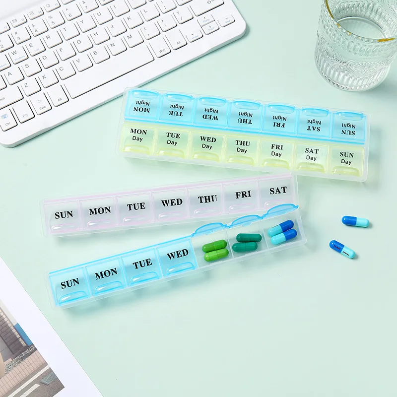 1pc Compartmented Pill Box, Portable Pill Box, Sealed Pill Box, Bag of Mixed Beans