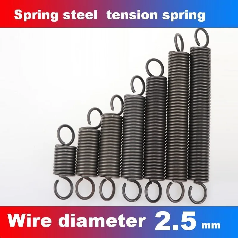 

WireDia2.5mm spring steel Tension spring Long stretch spring Length 80-1000mm Punch springs Closed hook extension spring