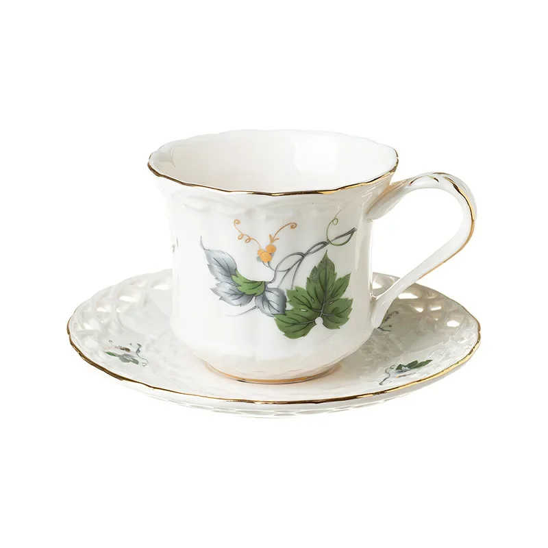 

French hollow cup and saucer creative ceramic British kettle cup and saucer set afternoon tea milk tea cup and saucer simple