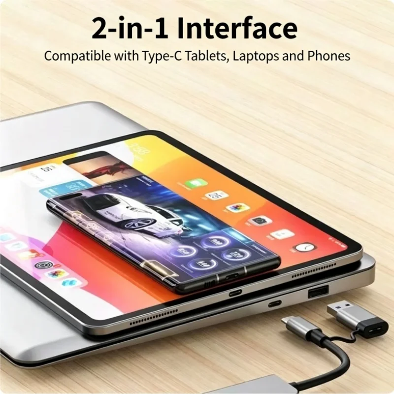 Dual-Head Type-C 8-in-1 Multi-Function Notebook Card Reader Hub Dock for Laptop USB Multiway Converter Adapter - view 4