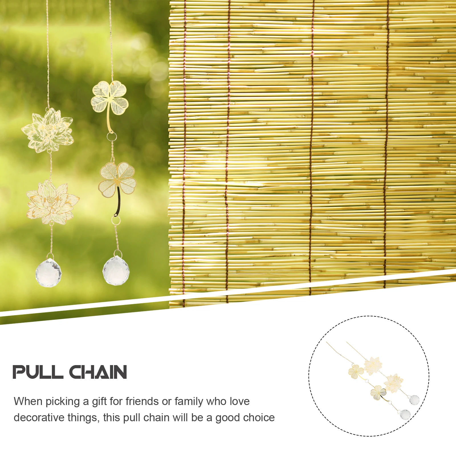 

2Pcs Vintage Four Leaf Clover Lotus Ceiling Fan Pull Chain Home Decoration DIY Accessories