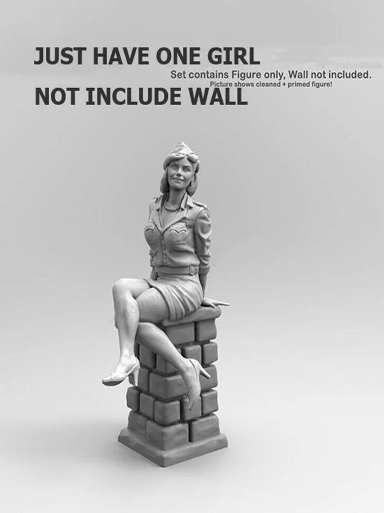 Unassambled  1/35 French Lady - Sitting  (NOT HAVE WALL ) Resin figure miniature model kits Unpainted