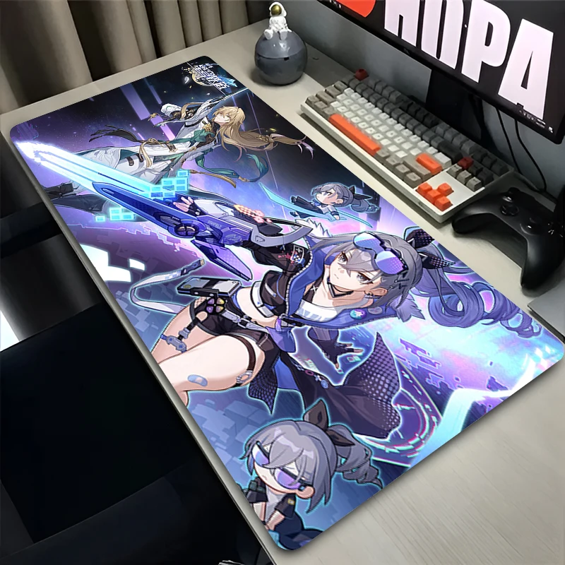 Mouse Pad Office PC Gaming Accessories Keyboard Pad Anime HD Print Mousepad Laptop Desk Mouse Mat H-honkai Star Rail Silver Wolf