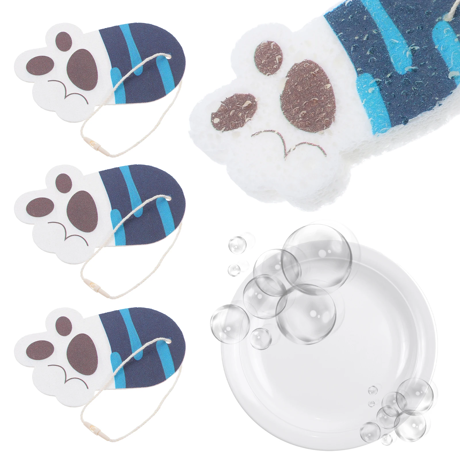 

4pcs Sponge Dishwasher Washable Cleaning Supplies Scrubbers Kitchen Paw Absorbent Oil Resistant Gentle Surfaces