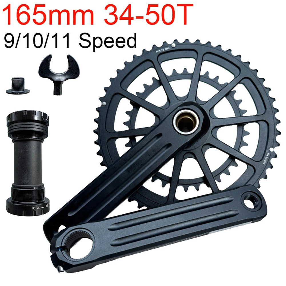 

34T50T Chainring Crankset Hollow Integrated Design 165mm Length Compatible with For GXP and 9/10/11 Speed Transmission