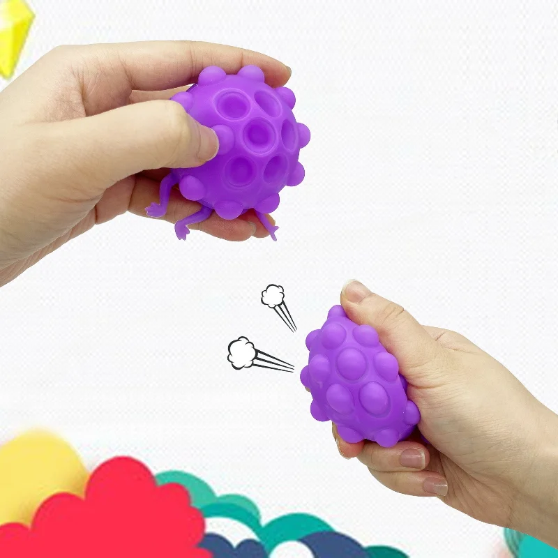 Novel Stress Relieving Toys 3D Silicone Staring Small Coal Ball Keychain Release Ball Funny Toy Squeeze Toys 1pcs