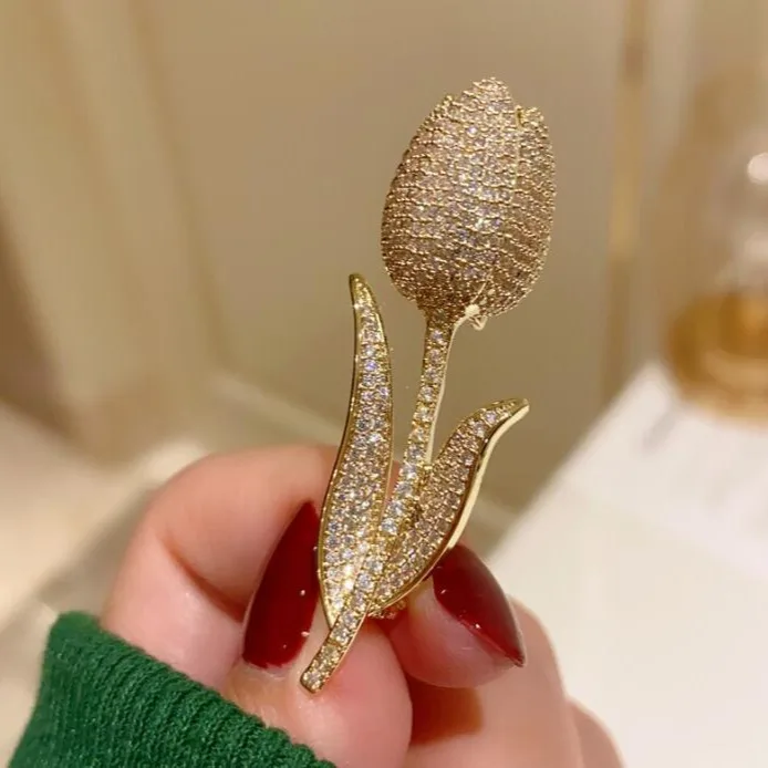 Fashion Tulip Brooches For Women Luxury Brooches  Enamel Pins Sweater Coat Clothing Accessories