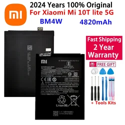 샤오미 미 10T 라이트 5G 배터리 및 무료 도구, 2024 년 100% 오리지널 고품질, 4820mAh BM4W 배터리, 빠른 배송