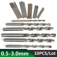 10PCS 0.5-3.0mm Twist Drill Bits HSS High Speed Steel Drill Bit Set Micro Straight Shank Wood Tools for Electric Drills Bit Set