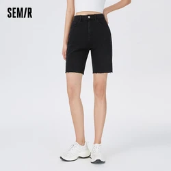 Semir Women Denim Pants Basic 2024 Summer Slim Fit And Frayed Edges Versatile And Fashionable Various Outfit Short Jeans