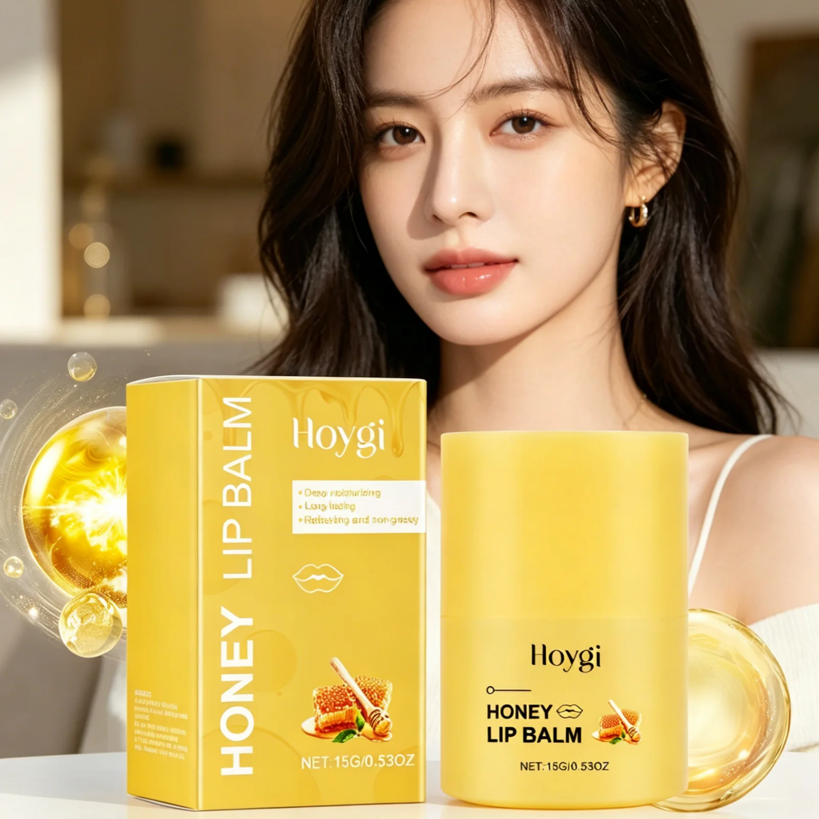 Hoygi Honey Lip Balm Long Lasting Hydration Deeply Nourishing Soft Smooth Skin Non Sticky Gentle Formula Repair Lip Moisturizer