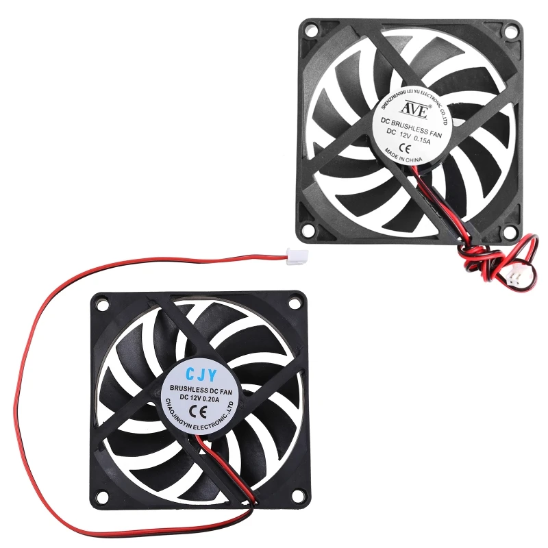 

12V 2-Pin 80x80x10mm PC Computer CPU System Heatsink Brushless Cooling Fan 8010 Desktop PC Chassis Radiator Cooler Fans