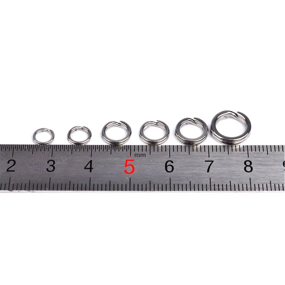 الفولاذ المقاوم للصدأ سبليت خواتم ل كرنك ، الطعم الثابت ، حلقة مزدوجة ، أداة الكارب ، اكسسوارات الصيد ، 3 #-8 # ، 100 قطعة