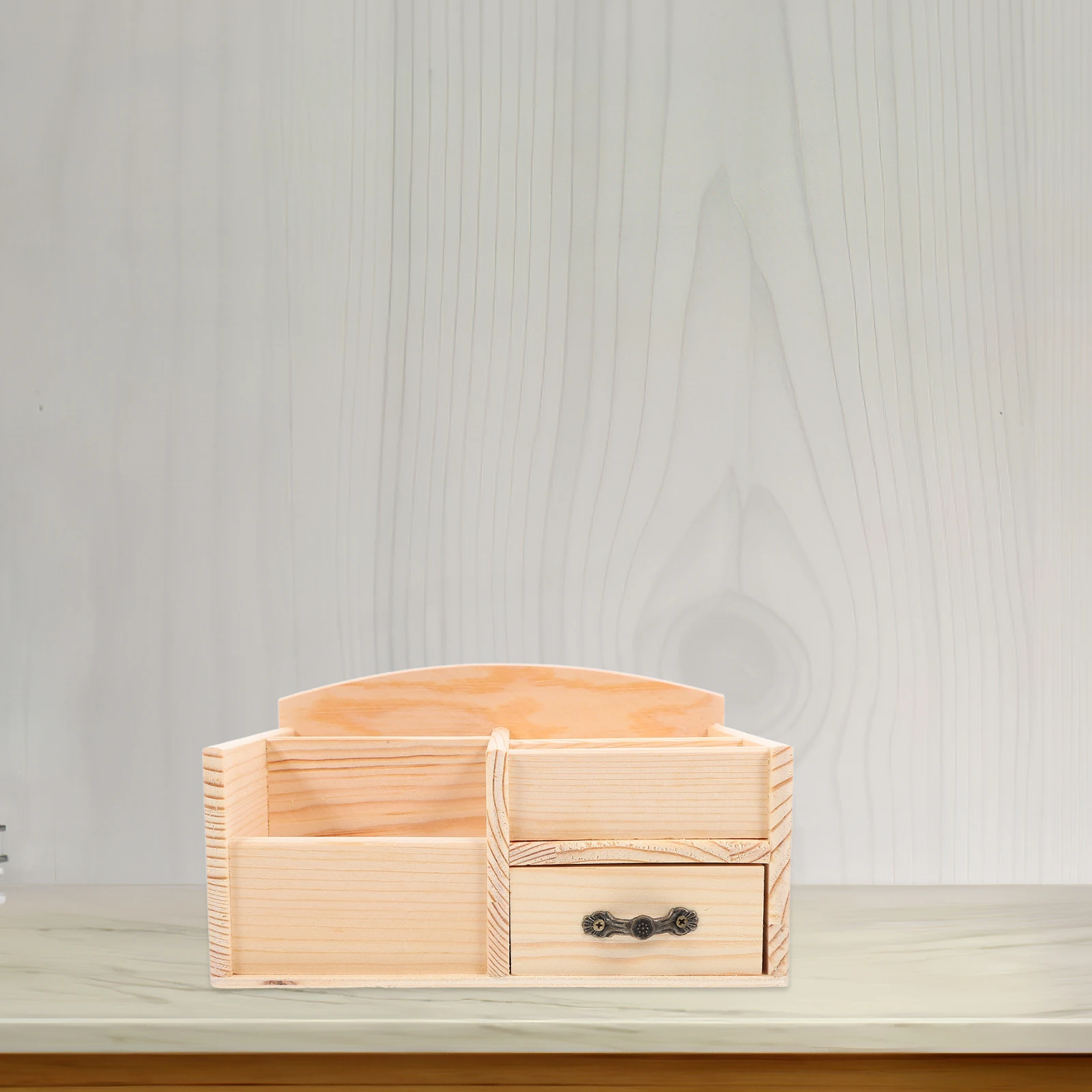

Wooden Storage Rack Desk Organizer Office Supplies Pen Pencil Holder Phone Earphone Small Storage Box Drawer Organizer Shelf