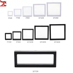 1 Set Suspended Floating Display Case Black White Plastic 3D Earring Coins Gems Ring Jewelry Exhibition Stand Holder Box