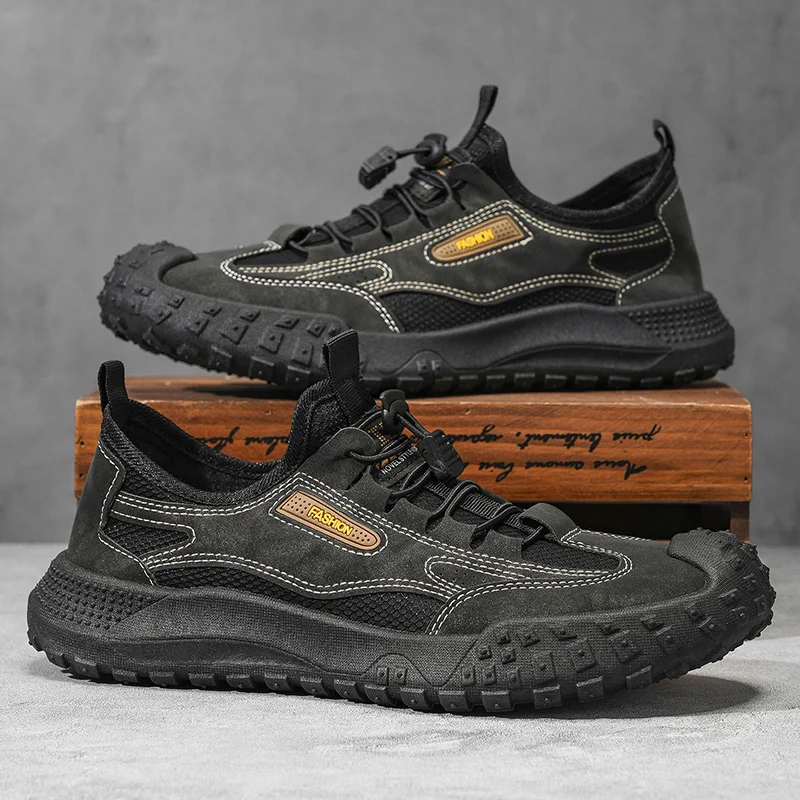 

Outdoor Men Hiking Shoes Anti-slip Sneakers for Men Jogging Trekking Sneaker Retro Leather Man Work Shoe Climbing Mountain Shoes