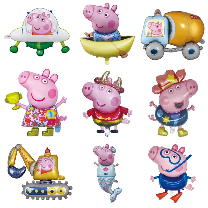 Decoración de globos de papel de aluminio para fiesta de cumpleaños con tema de Peppa Pig, 1 ud.