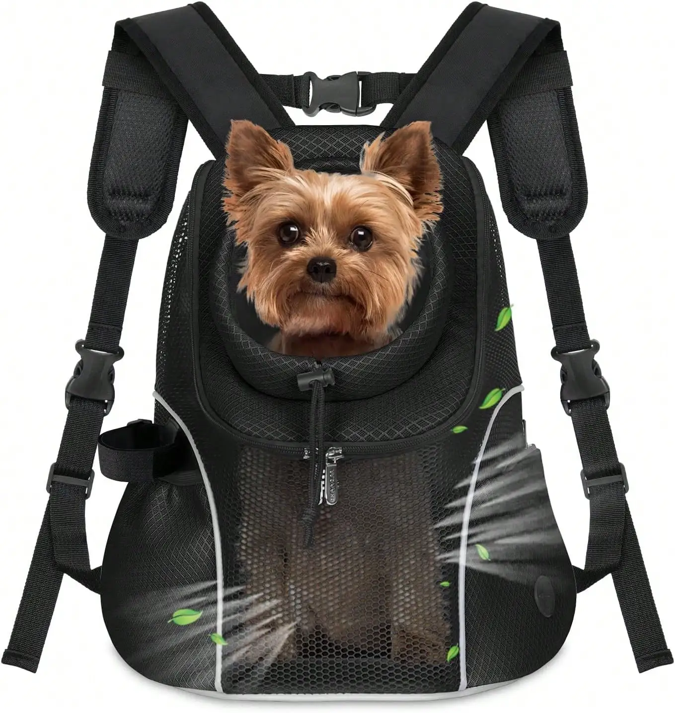 WOYYHO Pet Dog Carrier Backpack Small Dog Front Backpack Ventilated Mesh Dog Travel Back Pack With Safety Belt For Travel Hiking