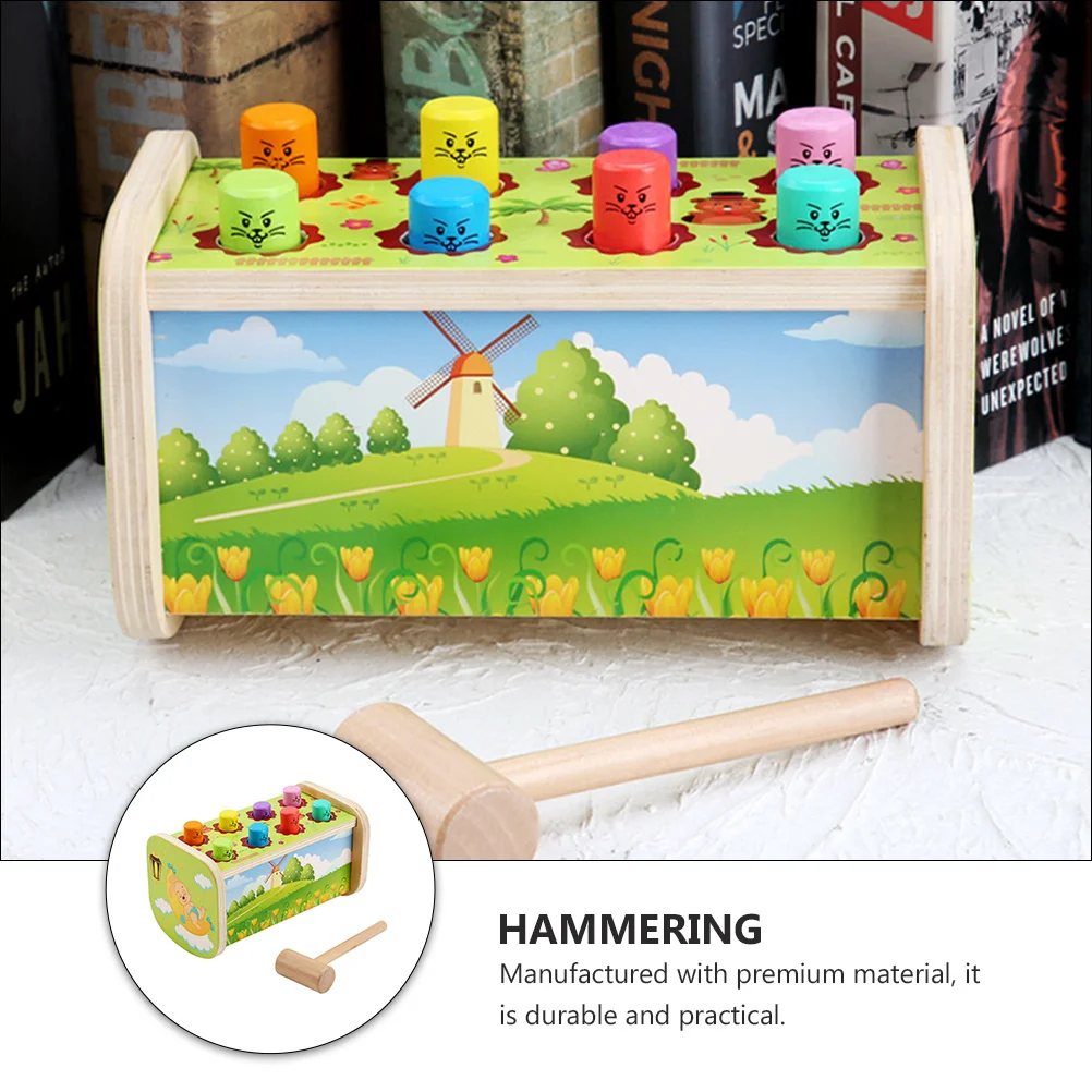 1 세트 노킹 몰 유아 조기 학습 인지 게임 나무 장난감 훈련 보조 교육 선물(녹색)