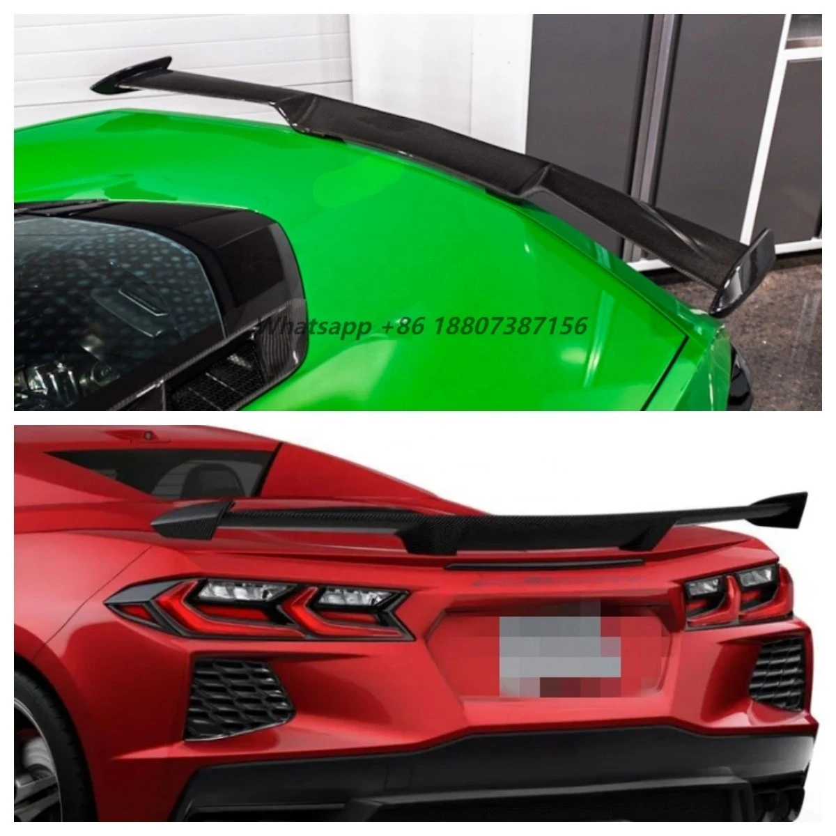 

2 Stanchion Style Carbon Fiber Rear Spoiler for Corvette C8 Stingray 2020 up High Track Wing