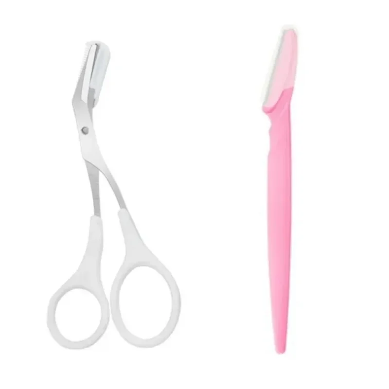 Eyebrow Trimmer Scissors Black Eyebrow Scissors With Comb Hair Removal Razor Eyebrow Shaping Makeup Tool Stainless Steel