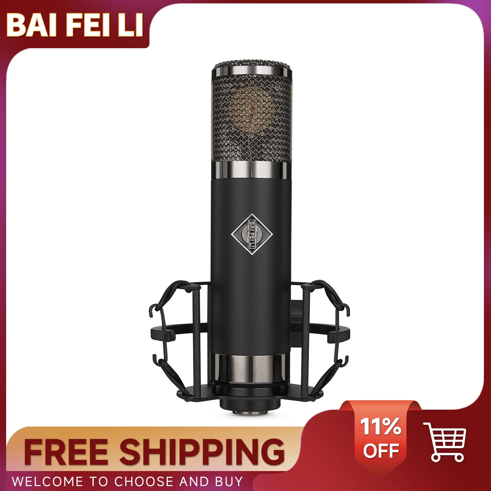 BAIFEILI V47 Professional Condenser Microphone XLR With 34mm Large Diaphragm Cardioid for Streaming Recording Podcasting ASMR