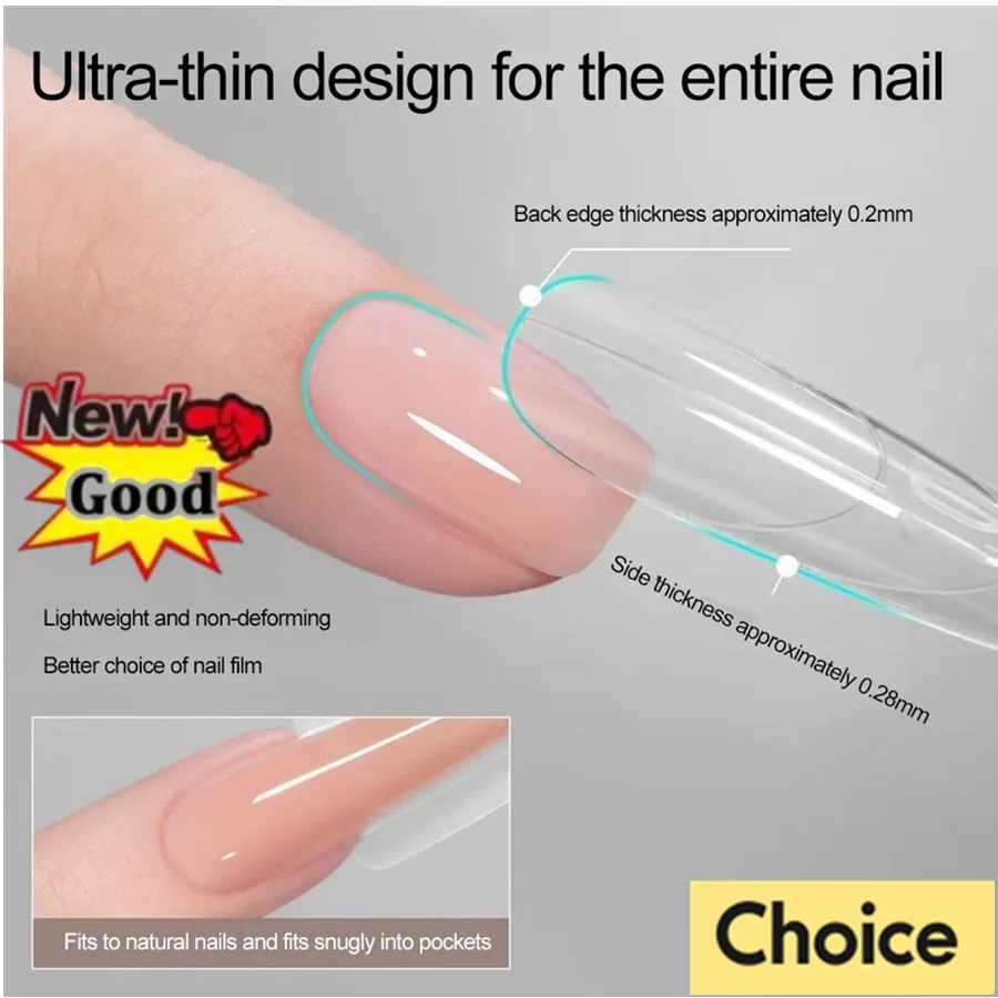 

Сэндвич с двойной формой для ногтей, акриловые формы для наращивания накладных ногтей, длинные прозрачные натуральные накладные ногти, инструмент для салона