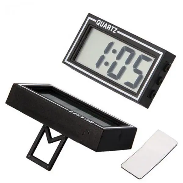 Portable Electronic Clock with LCD Screen Small Size Calendar Function Dashboard Stick-on Mini Clock for Car