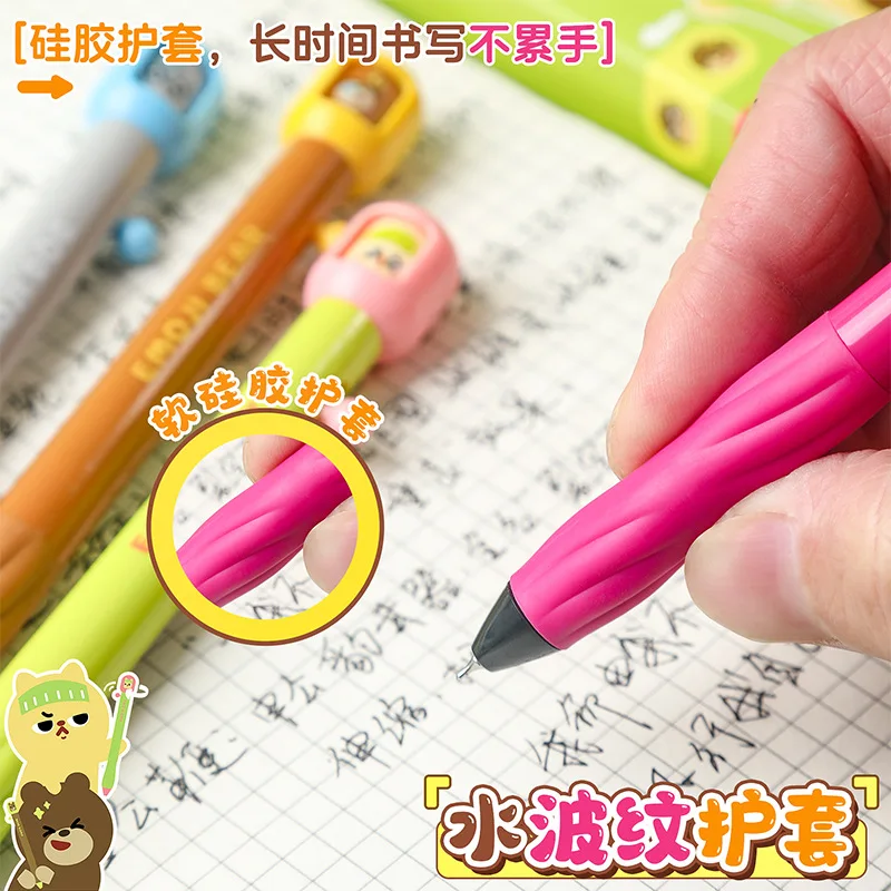 4 Pcs Fun Face-changing Pen Press-action Gender-neutral Pen Student Question Pen CS Head Quick-drying Smooth Signature Pen