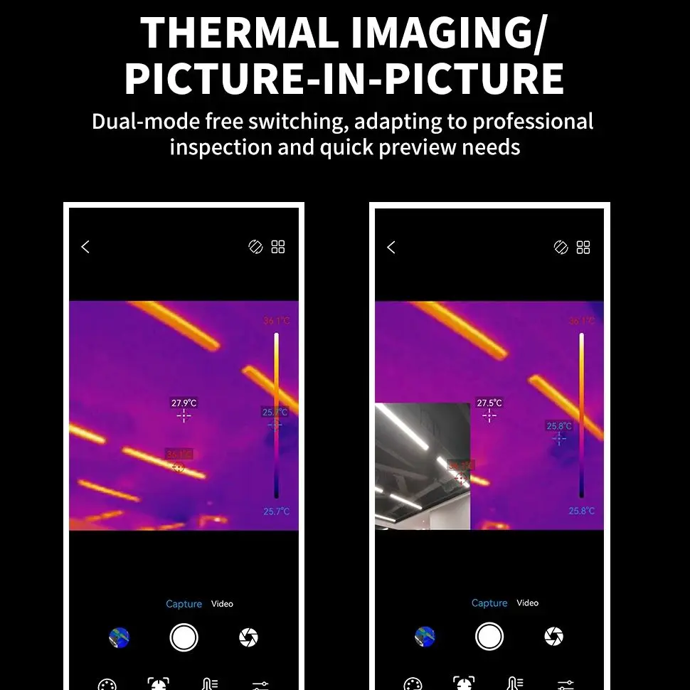 กล้องถ่ายภาพความร้อนอินฟราเรด TOOLTOP T3 สำหรับ Android TISR ปรับปรุงความละเอียดวิดีโอถ่ายภาพ 240*240 ความถี่ 25Hz กล้องถ่ายภาพความร้อนสำหรับสมาร์ทโฟน